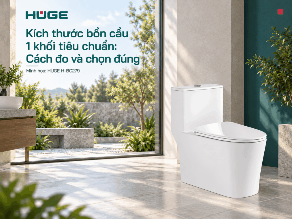 Kích thước bồn cầu 1 khối tiêu chuẩn
