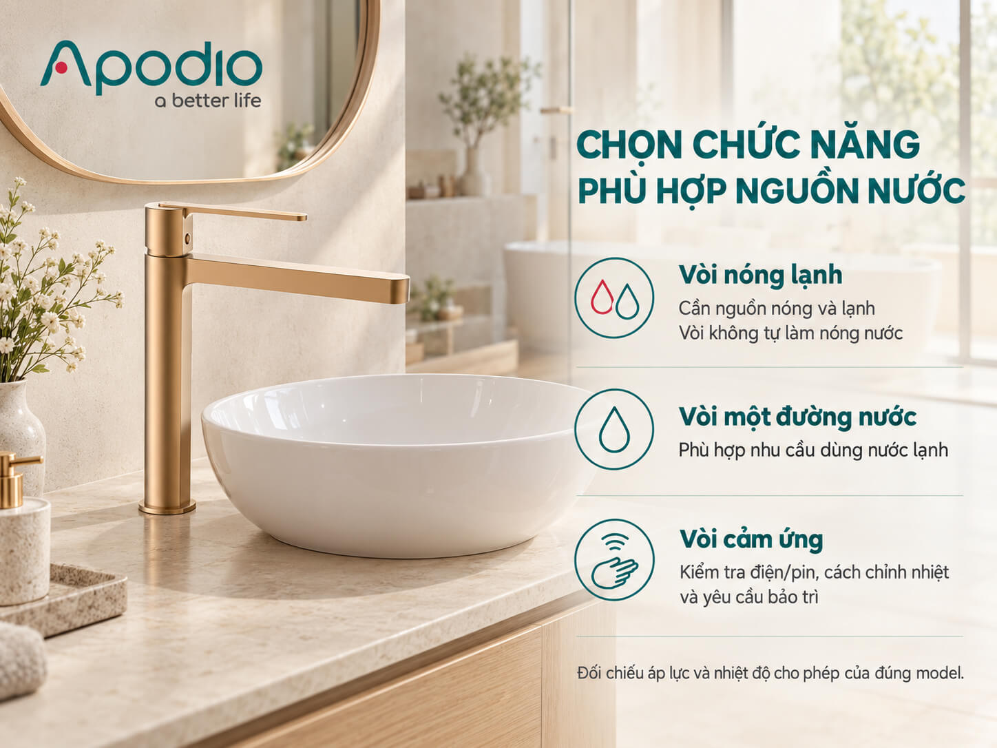 Cách chọn vòi cho lavabo đặt bàn