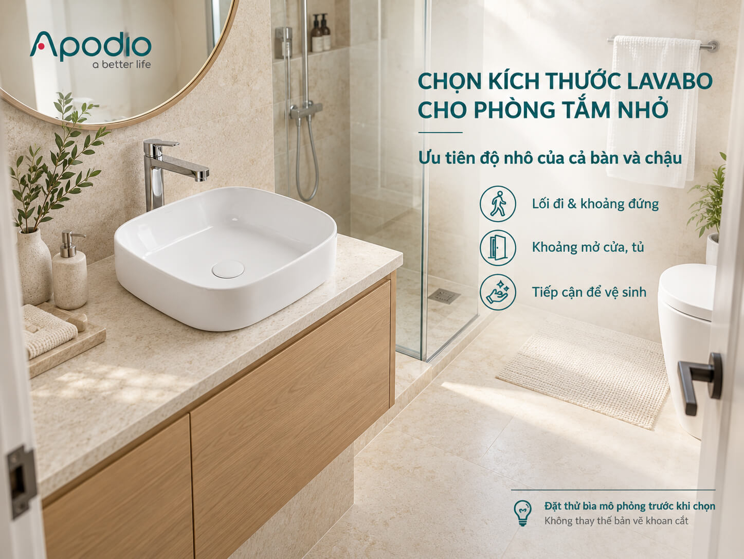 Kích thước lavabo đặt bàn phổ biến